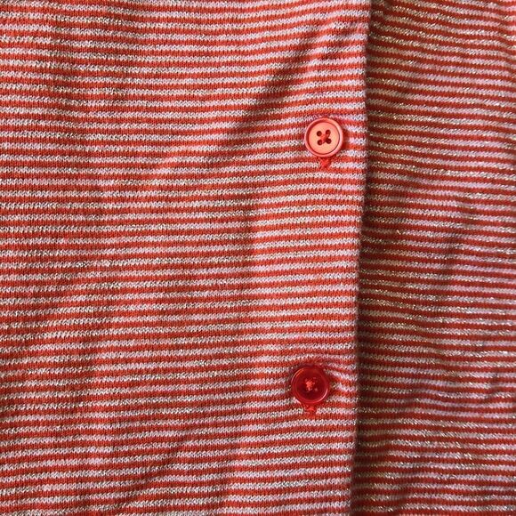 Talbots Orange and Silver Metallic Striped Cardigan - Picture 2 of 5